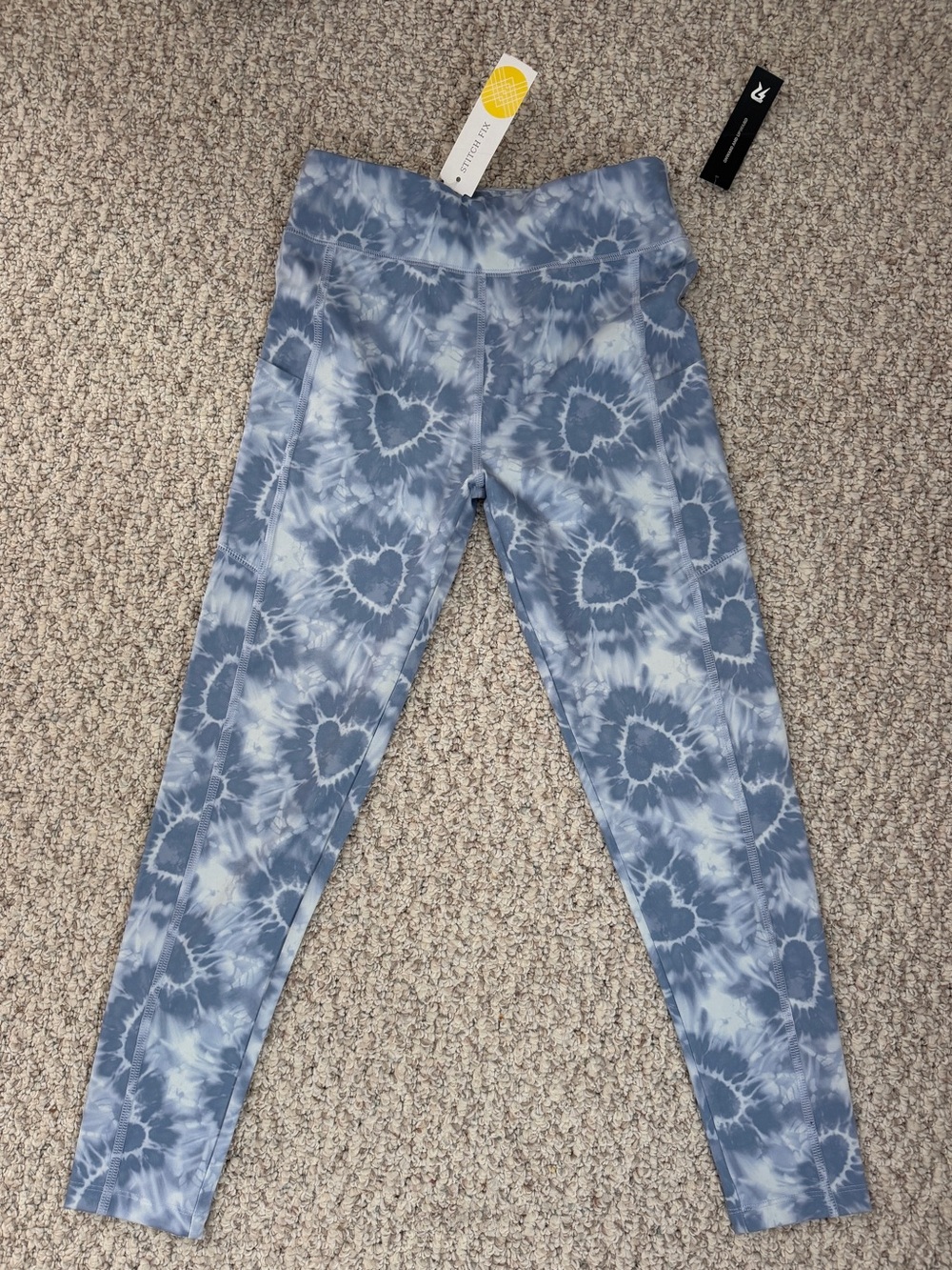 Girls' Blue Tie-Dye Heart Leggings - Runway Brand